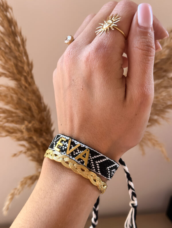 Brazalete HILO Fino Blanco y Negro para personalizar - Imagen 2