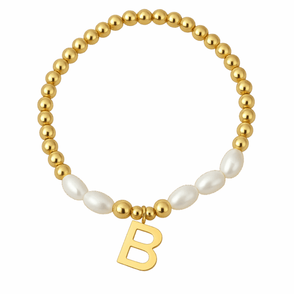 Pulsera Perlas y Cuentas Inicial Acero