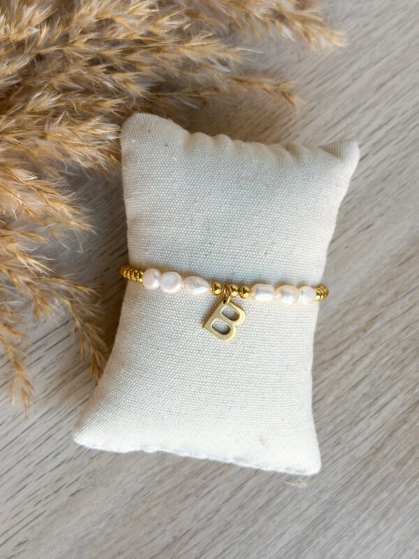 Pulsera Perlas y Cuentas Inicial Acero - Imagen 2