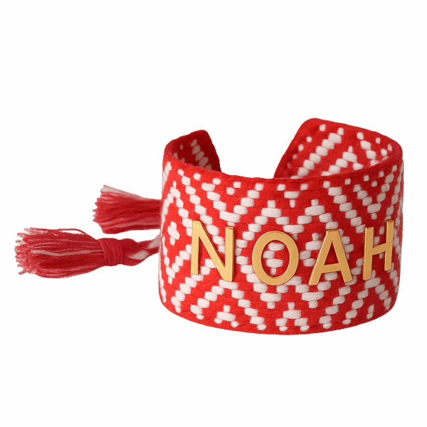 Brazalete HILO Grueso Rojo y Blanco para personalizar