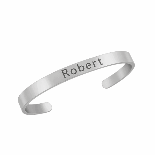 Pulsera Plateada - Grabado laser 6mm - Hombre