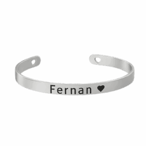 Pulsera Plateada - 5mm Grabado Laser - Mujer
