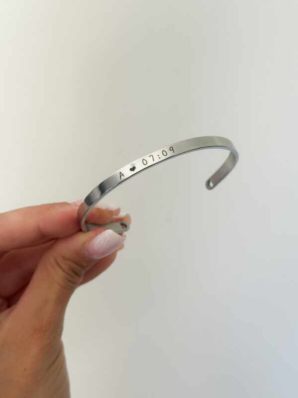 Pulsera Plateada - 5mm Grabado Laser - Mujer - Imagen 4