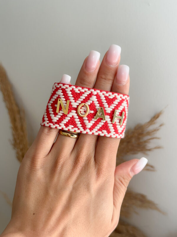 Brazalete HILO Grueso Rojo y Blanco para personalizar - Imagen 3