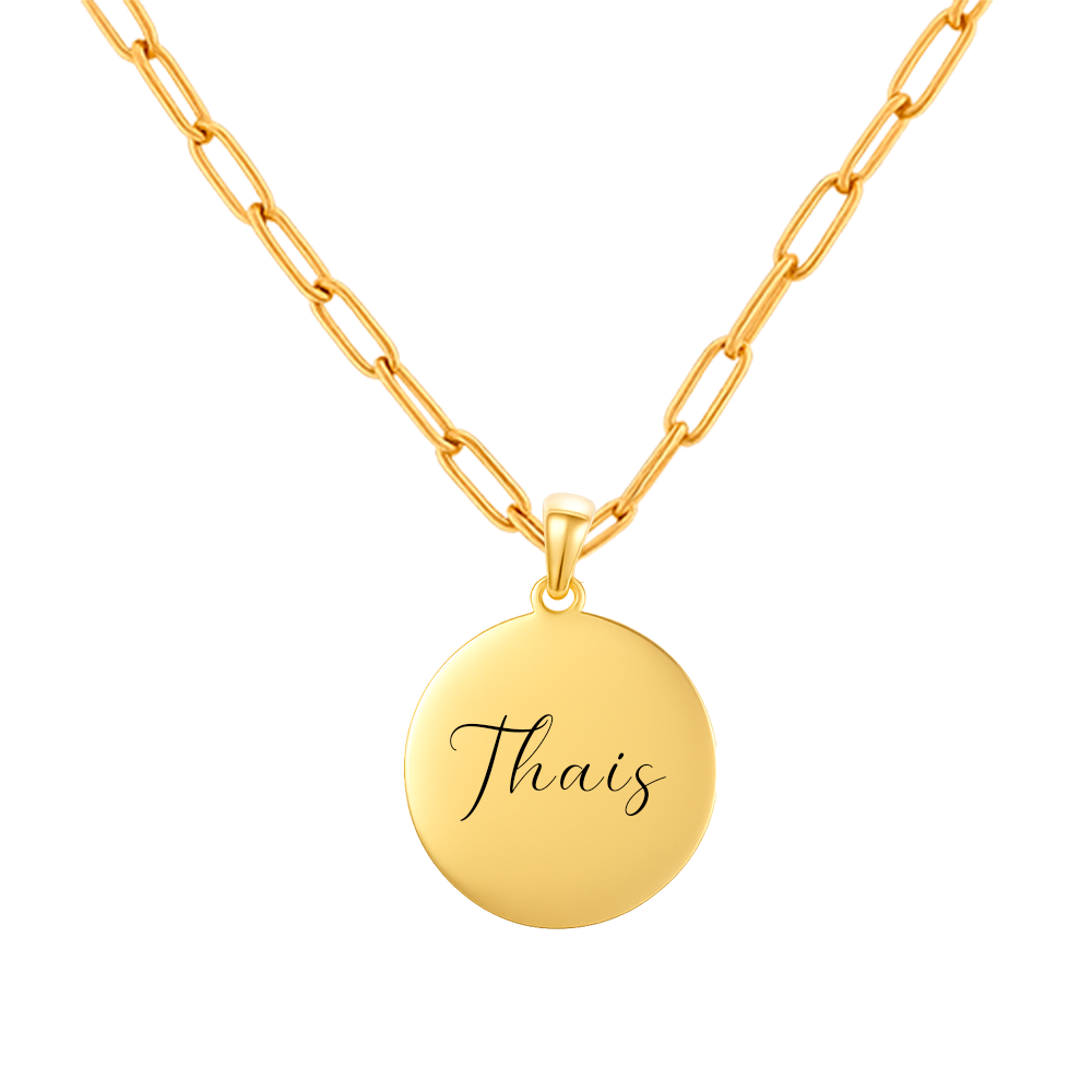 Collar redondo con texto a láser