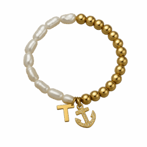 Pulsera Ancla Dorada personalizada con inicial