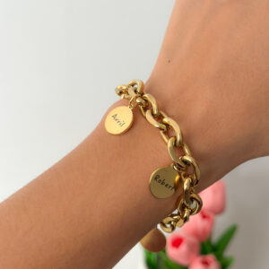 Pulsera eslabones gruesos con medallas personalizadas