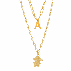 Collar Doble con Inicial y Charms Niño/Niña