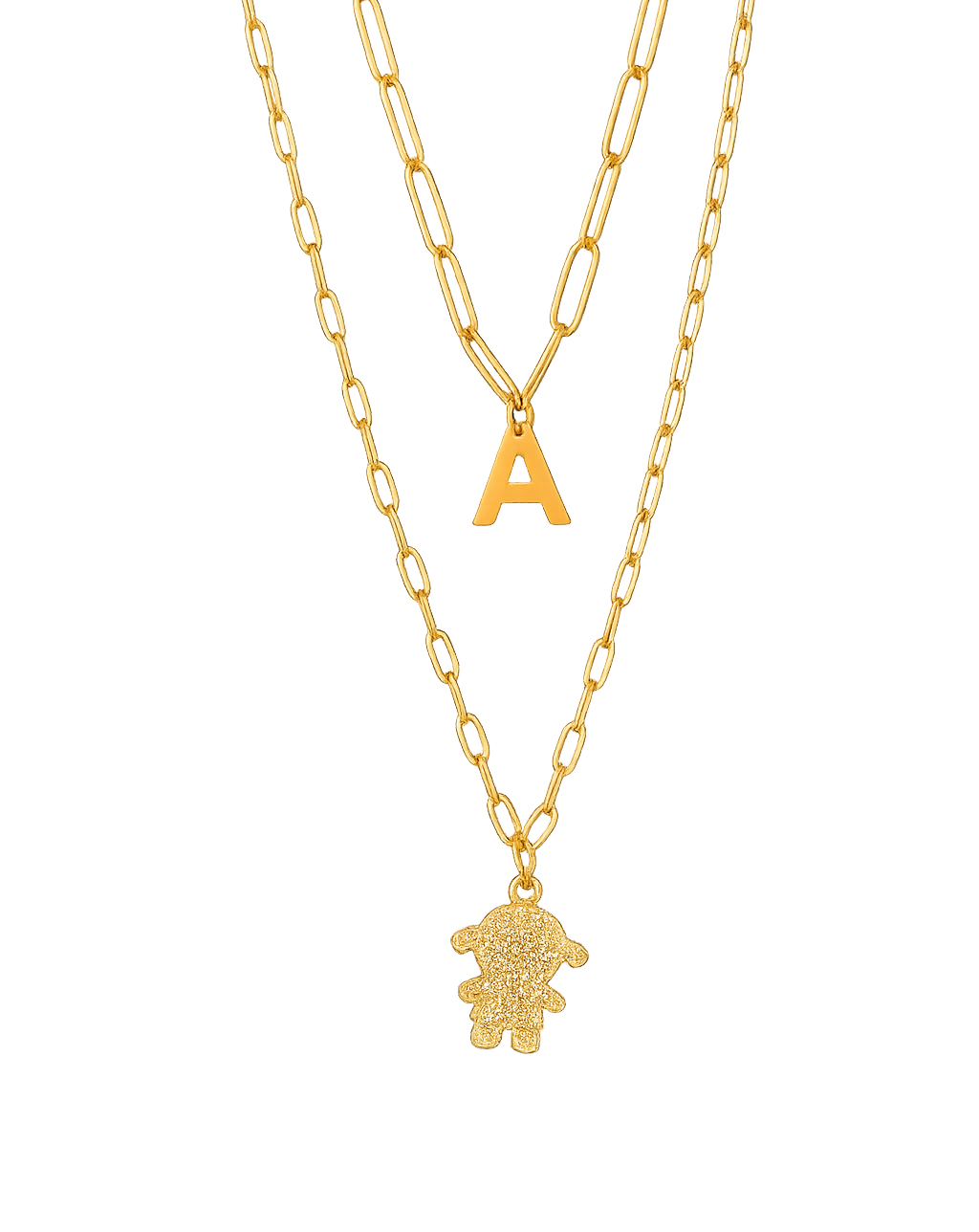 Collar Doble con Inicial y Charms Niño/Niña