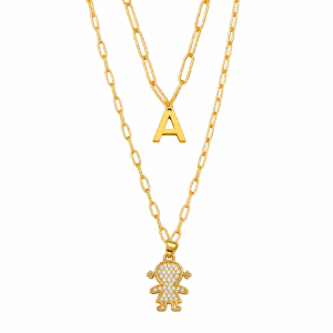 Collar Doble con Inicial y Charms Niño/Niña