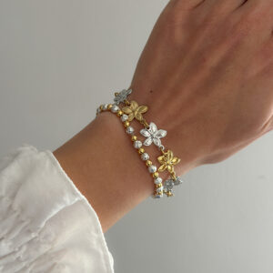 Pulsera flores bicolor