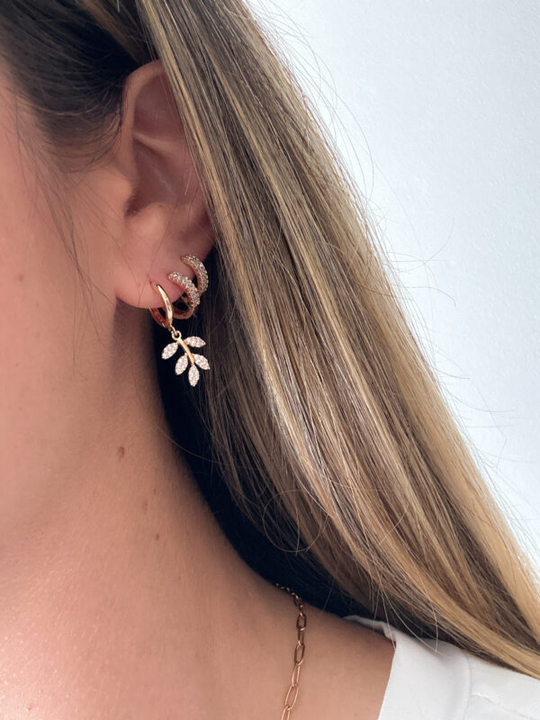 Pendientes hojas con brillitos - Imagen 2