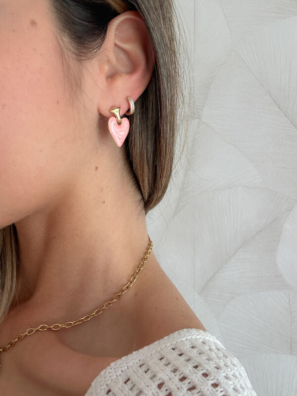 Pendientes corazones coral - Imagen 4