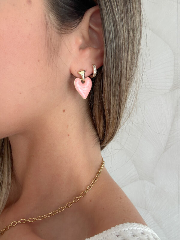 Pendientes corazones coral - Imagen 3