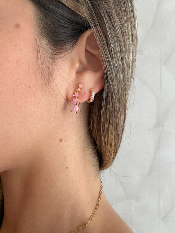 Pendientes estrellas rosas - Imagen 2