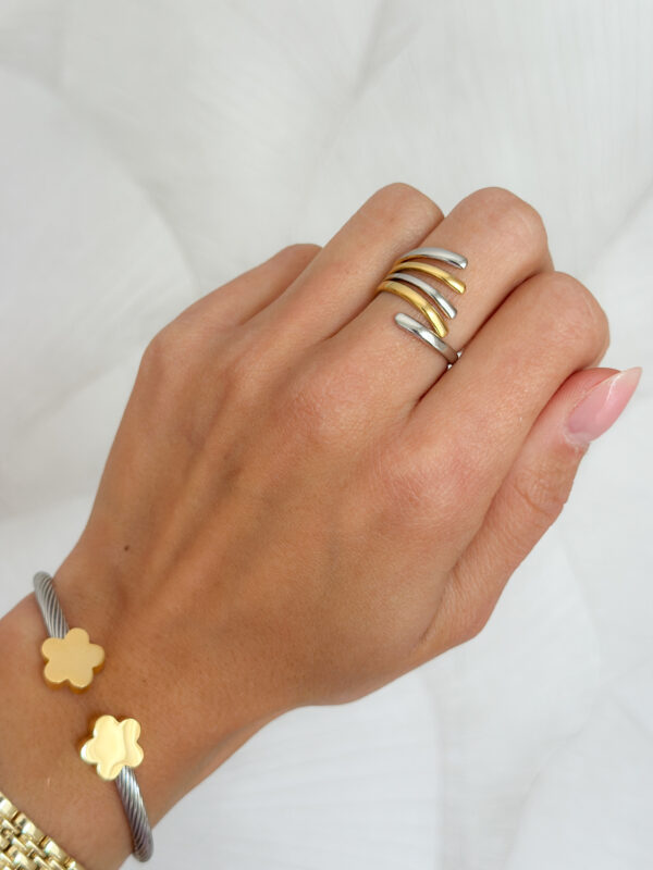 Anillo lineas bicolor - Imagen 3