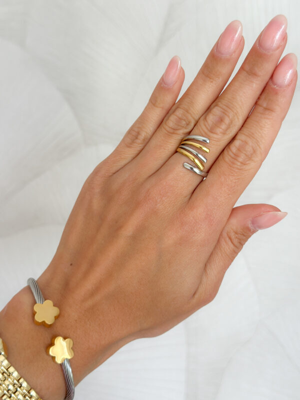 Anillo lineas bicolor - Imagen 2