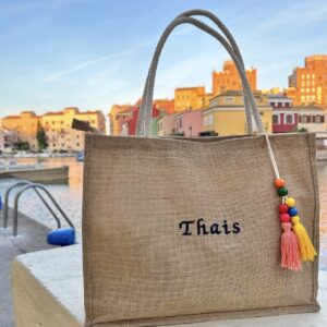 Bolso de yute personalizado con bordado