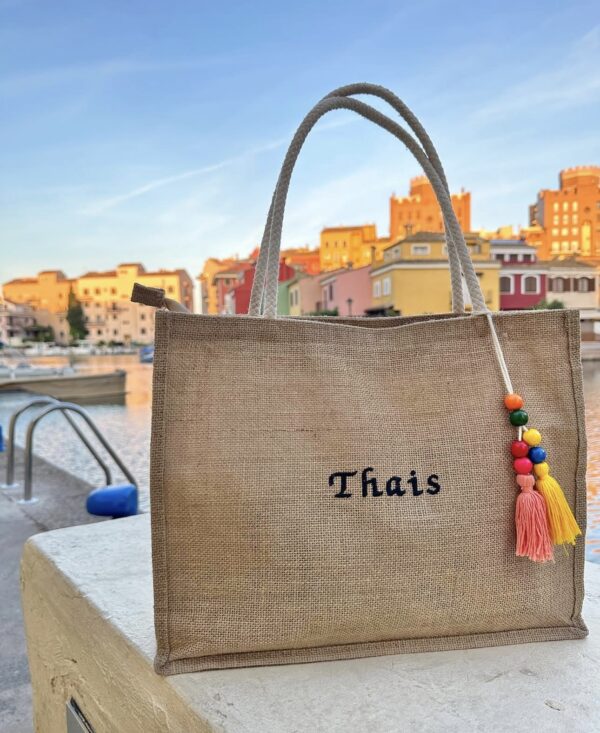 Bolso de yute personalizado con bordado - Imagen 2