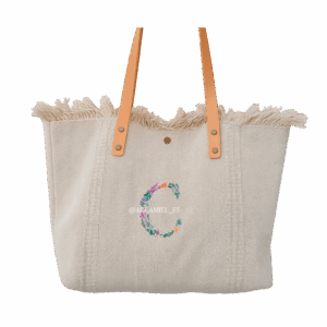 Bolso verano bordado con inicial de florecitas