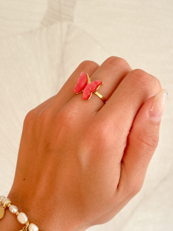 Anillo Mariposa Rosa - Imagen 2