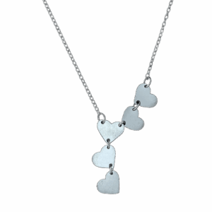 Collar 5 corazones silver