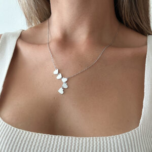 Collar 5 corazones silver