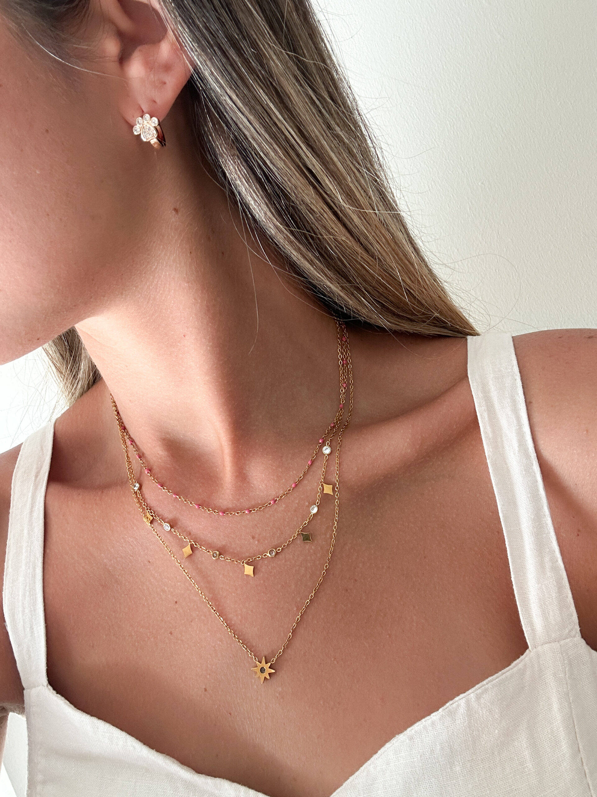 Collar Tres Capas Rosa - Imagen 3