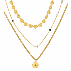 Collar tres capas con inicial personalizado
