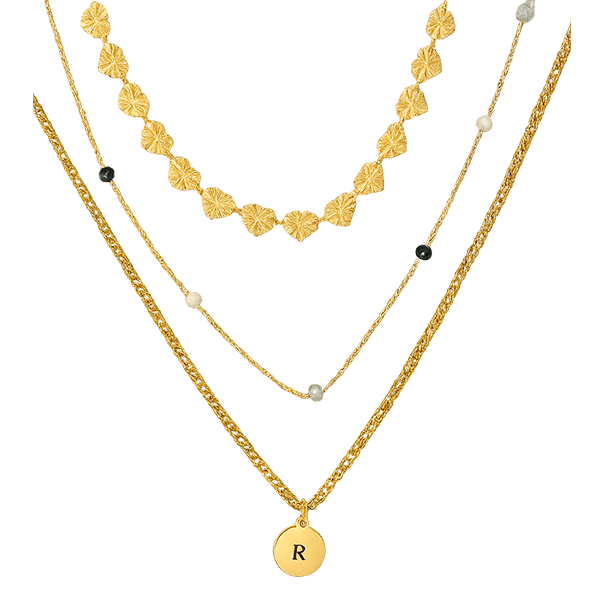 Collar tres capas con inicial personalizado