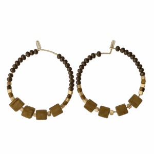 Aros ''Tierra'' con cuentas de madera