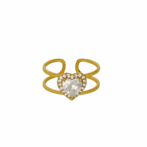 Anillo corazón brillante