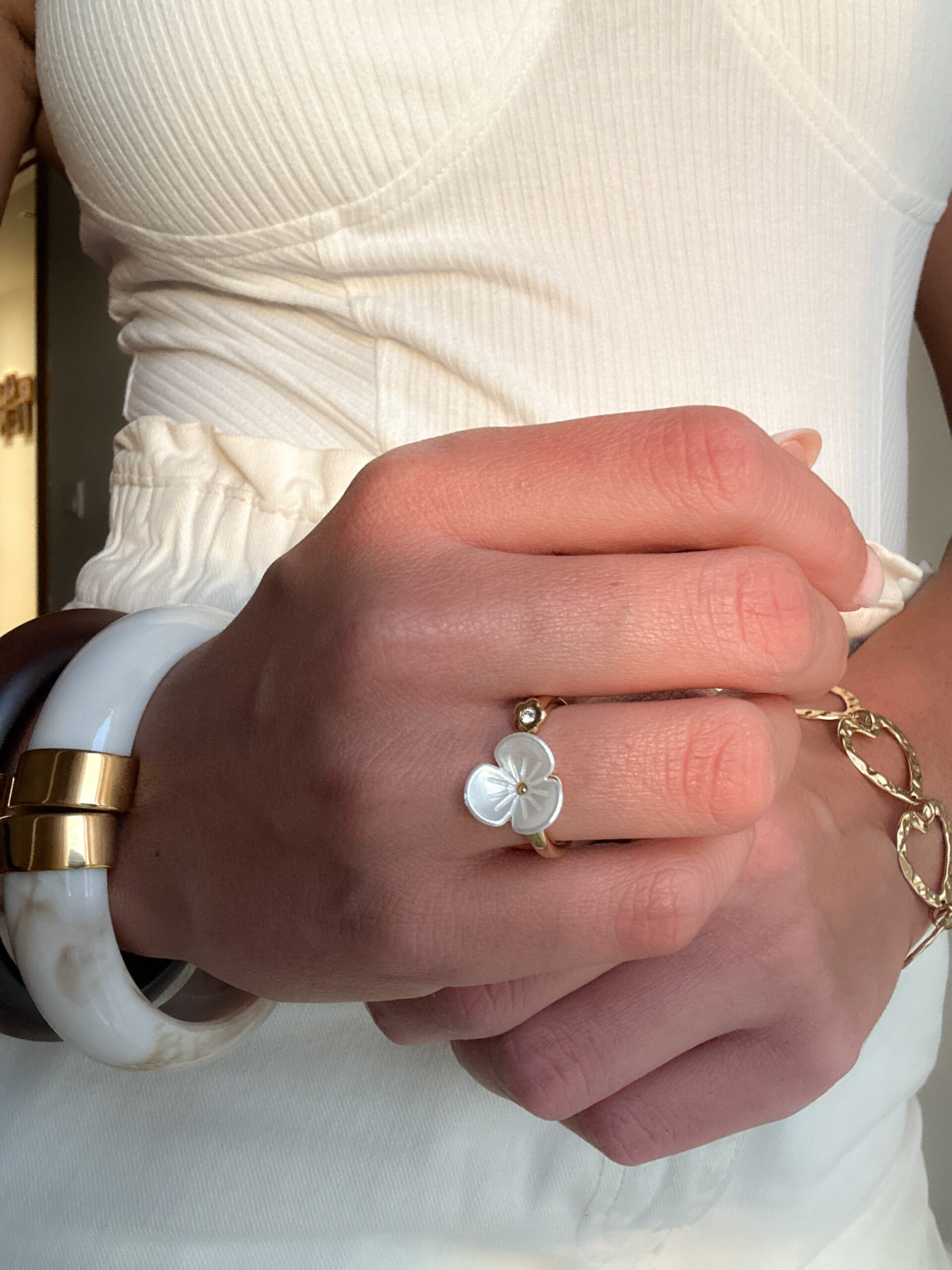 Anillo Flor Blanca - Imagen 2