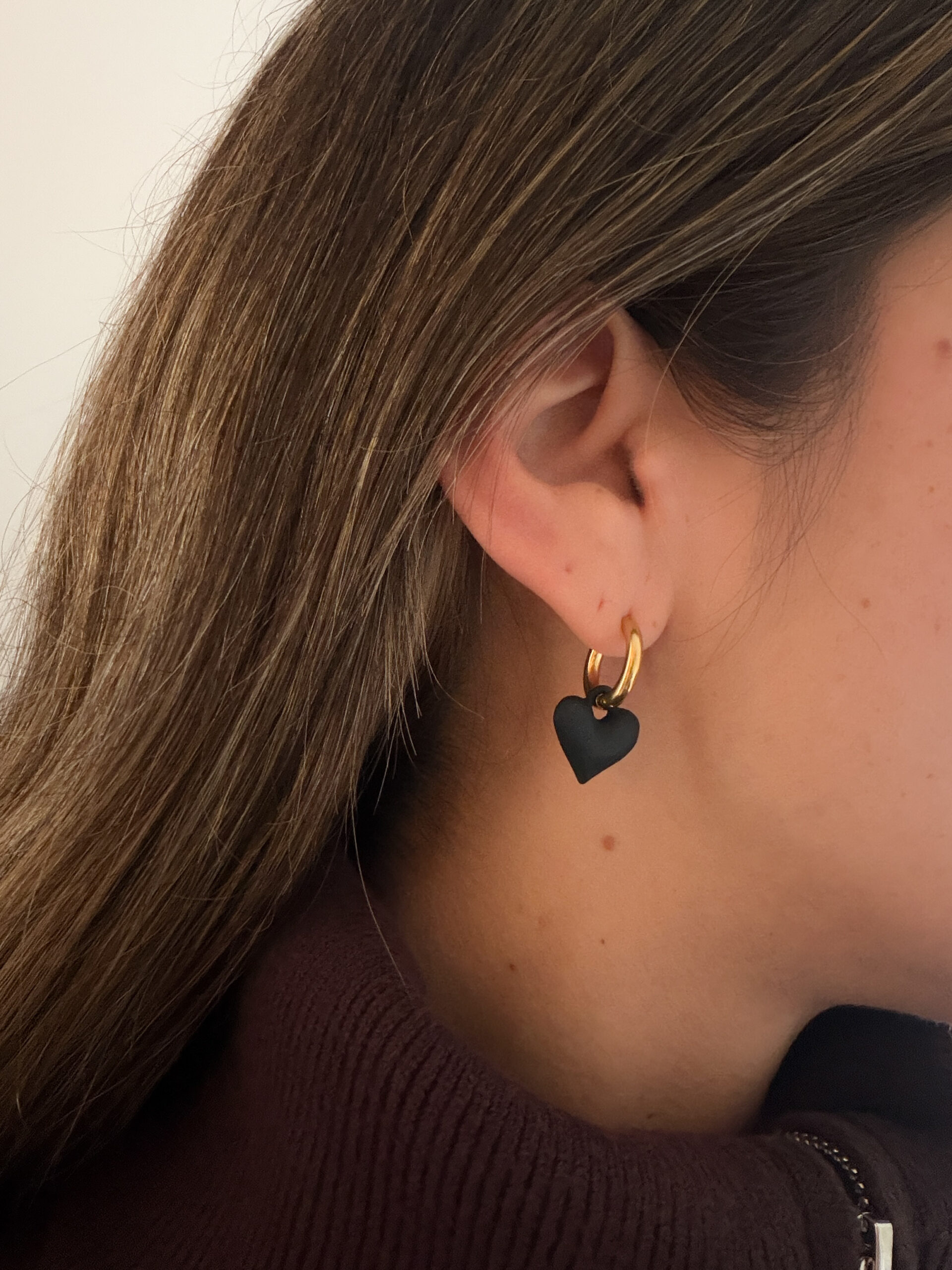 Pendientes corazones negros - Imagen 4