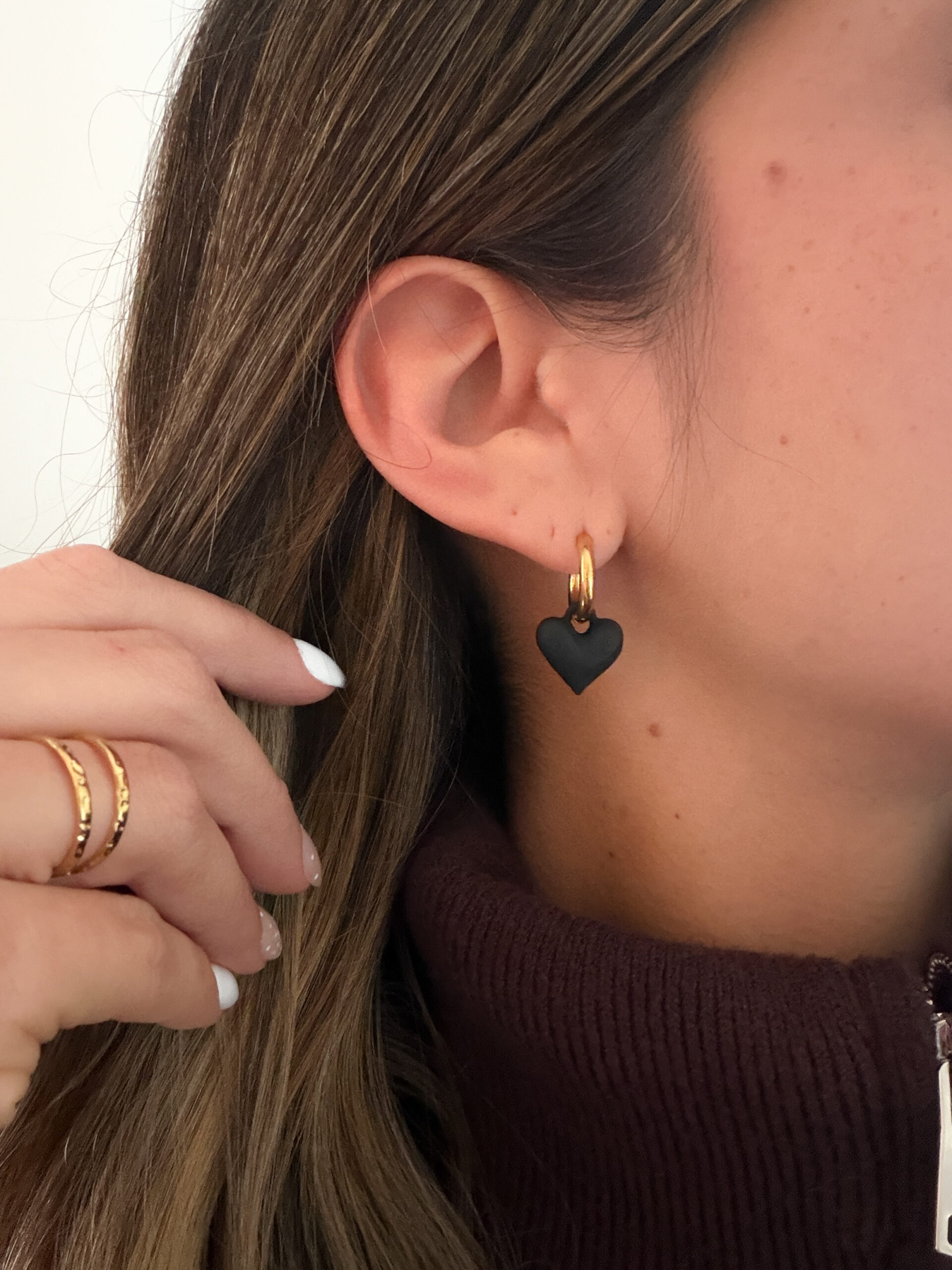 Pendientes corazones negros - Imagen 2