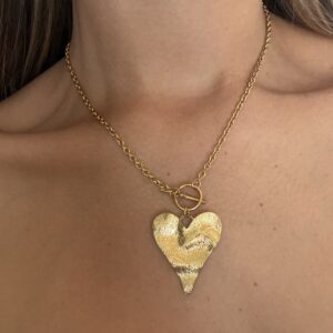 Collar corazón dorado acero inoxidable