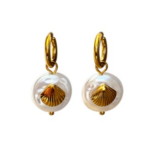 Pendientes conchas perladas