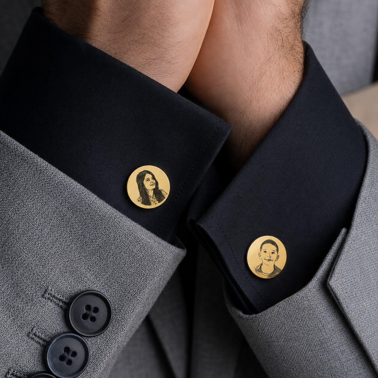Gemelos personalizados grabados con foto o iniciales - Imagen 4