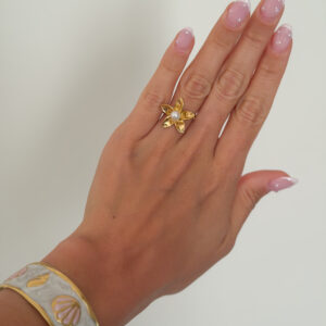 Anillo flor jazmin acero inoxidable