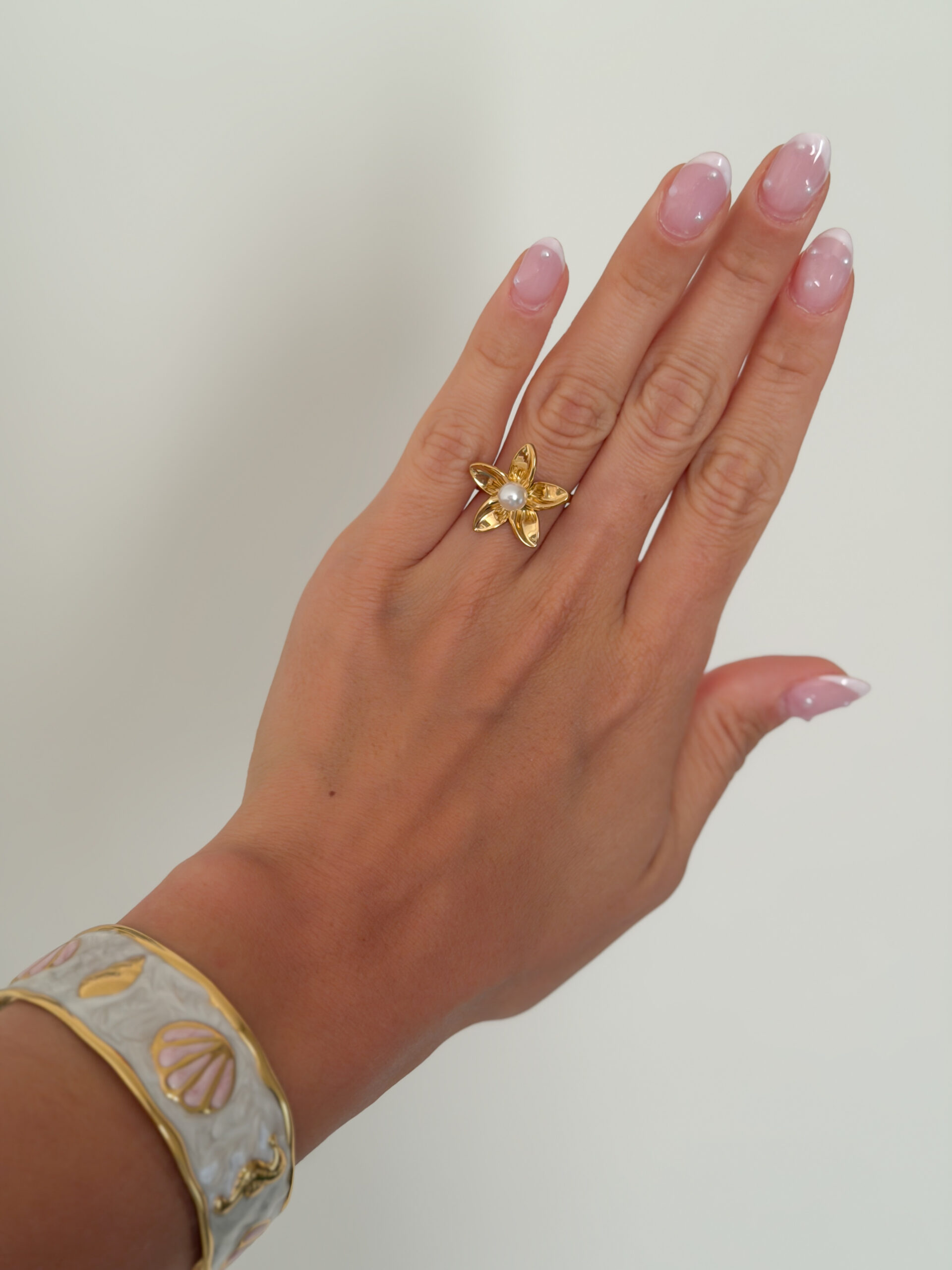 Anillo flor jazmin acero inoxidable - Imagen 2