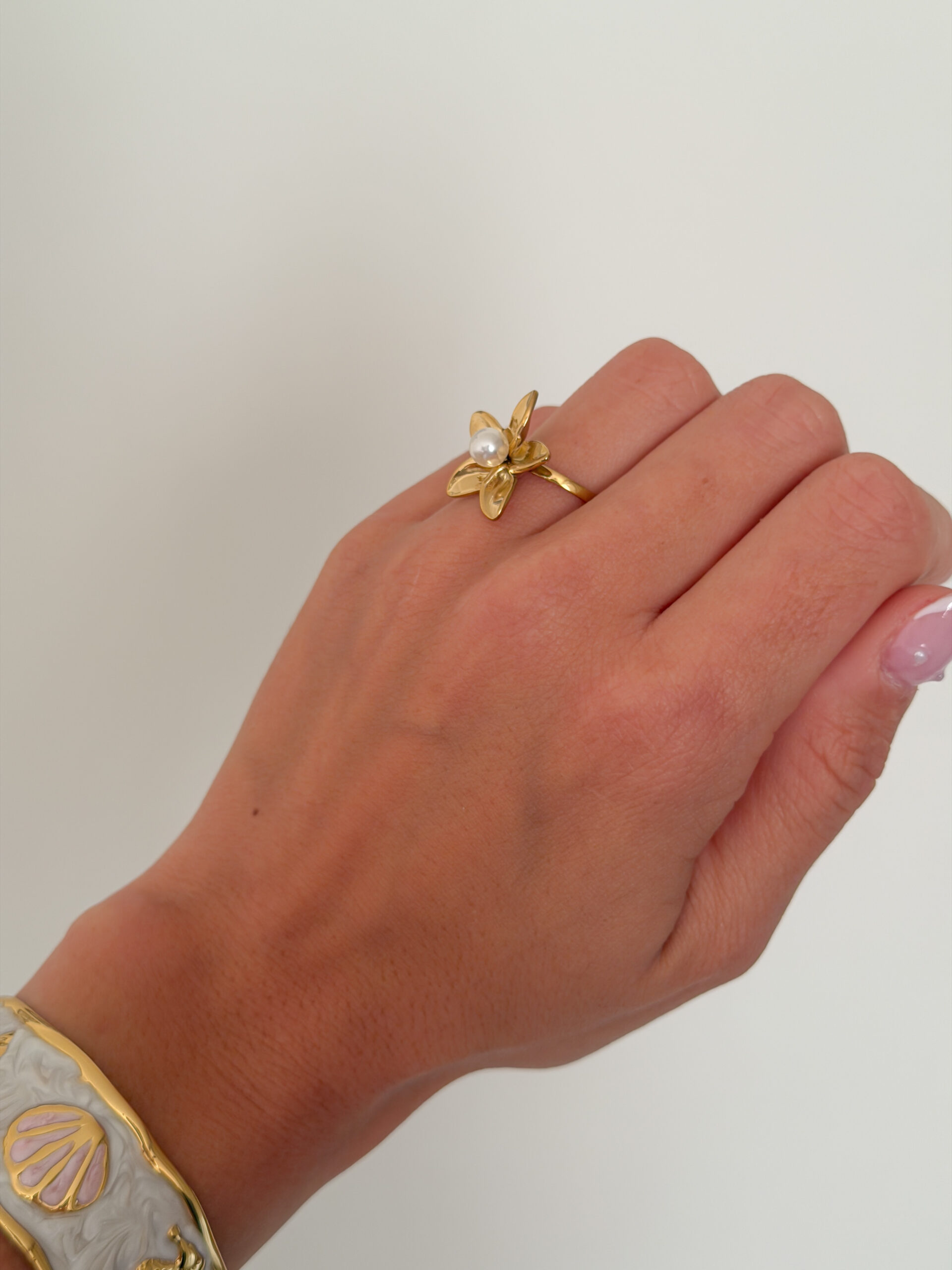Anillo flor jazmin acero inoxidable - Imagen 3