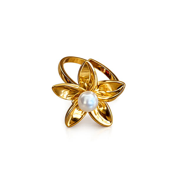 Anillo flor jazmin acero inoxidable