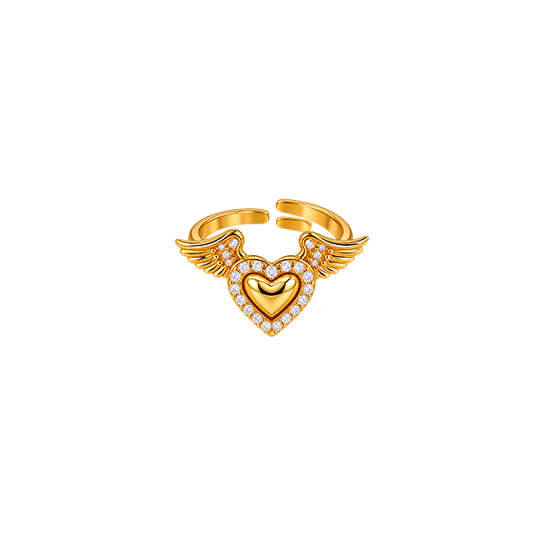 Anillo corazón con alas